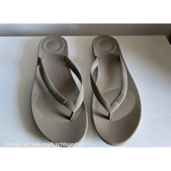 Fitflop Other - FitFlop Iqushion Mens Timberwolf Beige Ergonomic Rubber Slip On Sandal Size 12